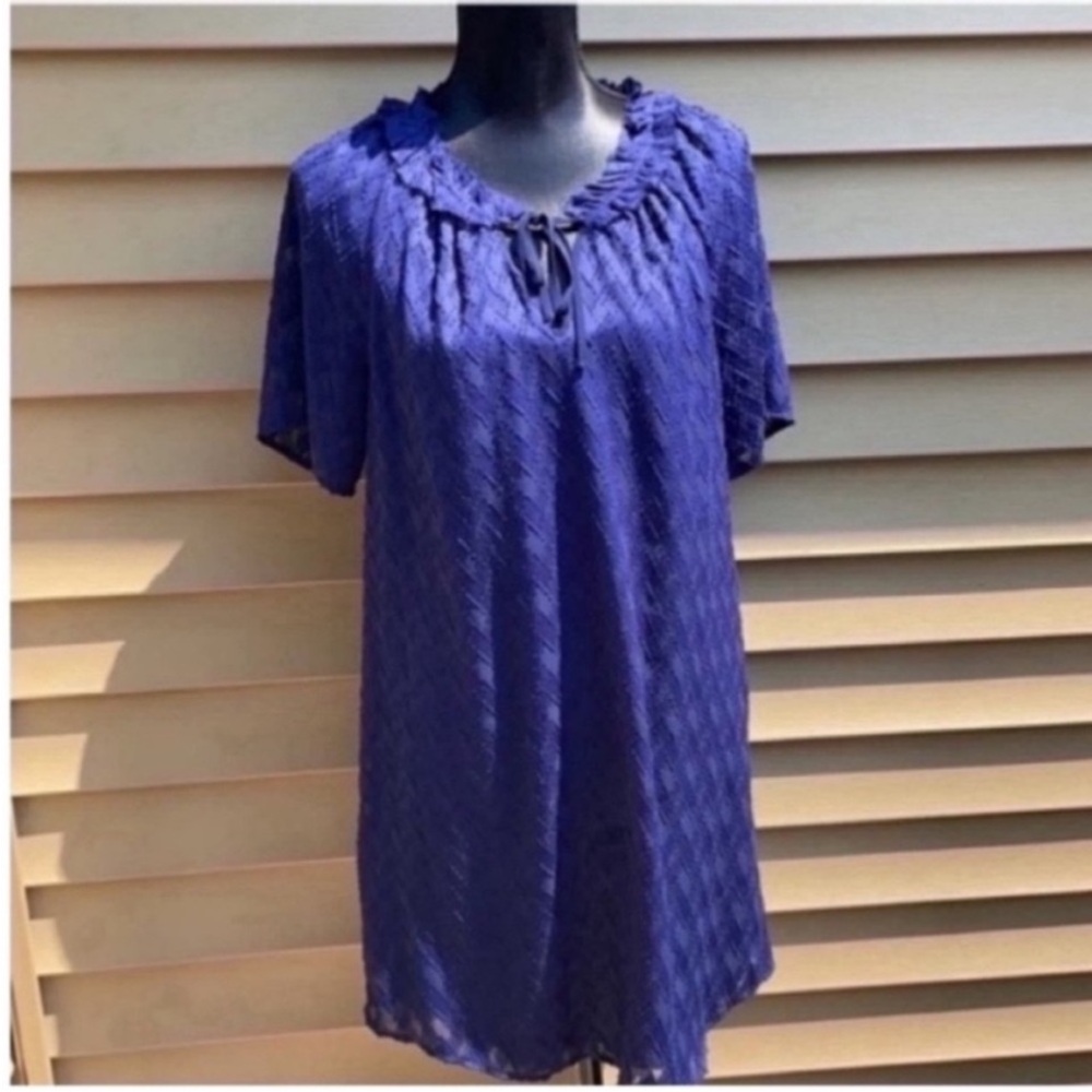 Ella Moss Women's Blue  Short-Sleeve Relaxed Fit Mini Dress Size M